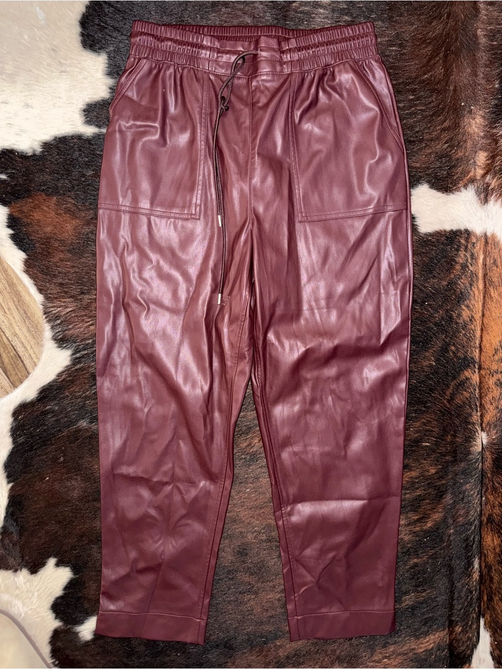 a new day Burgundy Faux Leather Jogger Pants